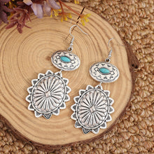 Load image into Gallery viewer, Retro Oval Turquoise Geometric Dangle Earrings
