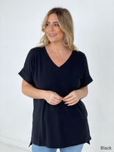 Load image into Gallery viewer, Zenana "Luxe" Rolled Sleeve Side Slit Hi-Low Hem Top
