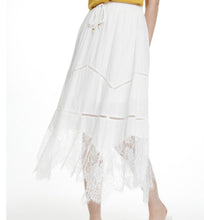 Load image into Gallery viewer, White Lace Asymmetrical Hem Maxi Skirt
