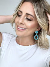 Load image into Gallery viewer, Turquoise Teardrop-Shaped Drop Earrings
