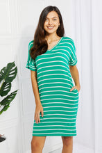 Load image into Gallery viewer, Zenana Springtime Sunshine Full Size Striped T-Shirt Dress
