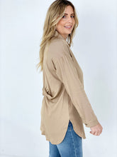 Load image into Gallery viewer, Easel "Twisted Tunic" Solid Button Down Tunic Shirt
