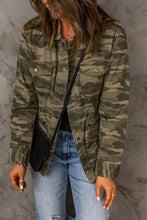 Load image into Gallery viewer, Green Camo Print Multi Pockets Button-Up Jacket
