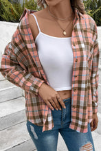 Load image into Gallery viewer, Plaid Collared Neck Long Sleeve Button-Up Shirt
