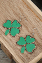 Load image into Gallery viewer, Green Shamrock Leopard PU Earrings
