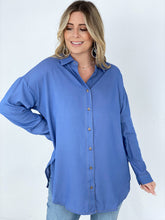 Load image into Gallery viewer, Easel "Twisted Tunic" Solid Button Down Tunic Shirt
