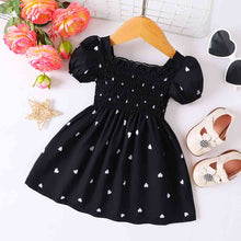 Load image into Gallery viewer, Heart Print Smocked Square Neck Dress
