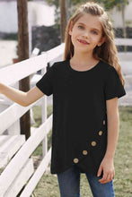 Load image into Gallery viewer, Girls Buttoned Tulip Hem T-Shirt
