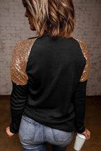 Load image into Gallery viewer, Pumpkin Flower Print Sequin Patchwork Top
