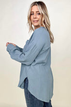 Load image into Gallery viewer, Zenana Gauze Split Neck Button Front Top
