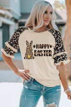 Load image into Gallery viewer, HAPPY EASTER Leopard Graphic Layered Sleeve T-Shirt
