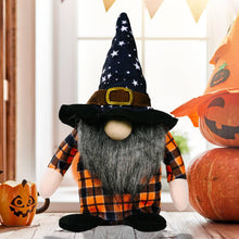 Load image into Gallery viewer, Halloween Orange Plaid Gnome Ornament
