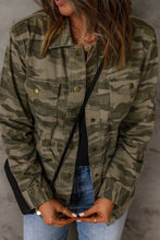 Load image into Gallery viewer, Green Camo Print Multi Pockets Button-Up Jacket

