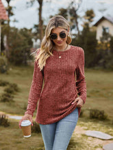 Load image into Gallery viewer, Ribbed Round Neck Long Sleeve Tee
