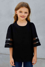 Load image into Gallery viewer, Girls Sheer Striped Flare Sleeve Tee Shirt
