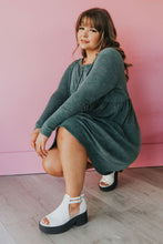 Load image into Gallery viewer, Green Plus Mineral Washed Ribbed Henley Dress
