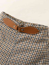 Load image into Gallery viewer, Ribbed Round Neck Short Sleeve Top and Plaid Shorts Set
