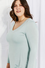 Load image into Gallery viewer, Zenana Full Size V-Neck Curved Hem Top in Light Green
