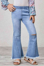 Load image into Gallery viewer, Girls Distressed Frayed Trim Flare Jeans
