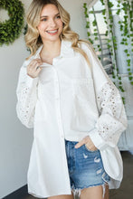 Load image into Gallery viewer, Oli &amp; Hali "A Softer Side" Mineral Washed Eyelet Contrast Shirt
