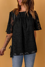 Load image into Gallery viewer, Floral Textured Ruffled Half Sleeve Babydoll Top
