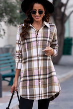 Load image into Gallery viewer, Plaid Button-Up Longline Shirt Jacket
