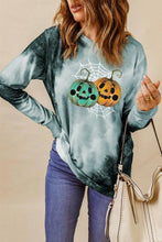 Load image into Gallery viewer, Tie Dye Pumpkin Cobweb Graphic Long Sleeve Top
