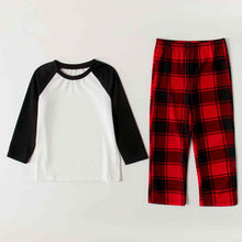 Load image into Gallery viewer, Raglan Sleeve Top and Plaid Pants Set
