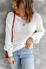 Load image into Gallery viewer, Double Take Tied Balloon Sleeve Round Neck Sweater
