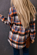Load image into Gallery viewer, Plaid Button-Front Peplum Shirt
