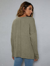 Load image into Gallery viewer, Dropped Shoulder High-Low Waffle-Knit Top
