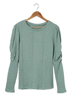 Load image into Gallery viewer, Solid Color Puffy Sleeve Textured Knit Top

