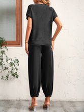 Load image into Gallery viewer, Round Neck Raglan Sleeve Tee and Long Pants Set
