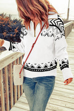 Load image into Gallery viewer, Zip-Up Mock Neck Dropped Shoulder Pullover Sweater
