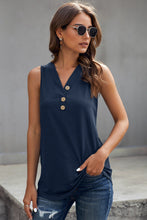 Load image into Gallery viewer, Ribbed Buttoned V-neck Tank

