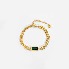 Load image into Gallery viewer, Spliced Cuban Chain Green Diamond Bracelet

