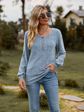 Load image into Gallery viewer, Round Neck Button-Down Long Sleeve Tee
