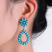 Load image into Gallery viewer, Turquoise Teardrop-Shaped Drop Earrings
