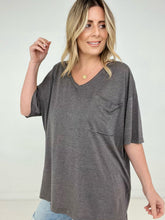 Load image into Gallery viewer, Zenana "Allie" Tri Blend Oversized Front Pocket Boyfriend Tee
