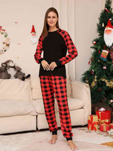 Load image into Gallery viewer, Full Size Raglan Sleeve Top and Plaid Pants Set
