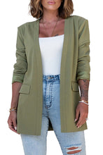 Load image into Gallery viewer, Green Open Front Flap Detail Blazer
