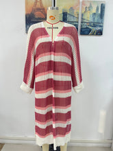 Load image into Gallery viewer, Striped Cuffed Sleeve Long Beach Kimono
