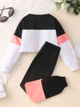 Load image into Gallery viewer, Kids Graphic Cropped Sweatshirt and Joggers Set
