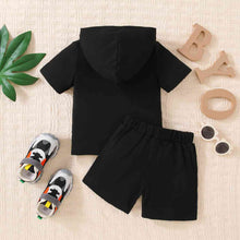 Load image into Gallery viewer, Kids MAMA'S BOY Graphic Short Sleeve Hoodie and Shorts Set

