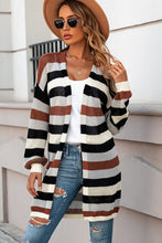 Load image into Gallery viewer, Full Size Striped Long Sleeve Openwork Cardigan
