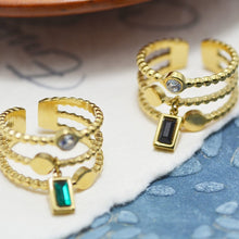 Load image into Gallery viewer, Stainless Steel Green Zirconia Stack Ring
