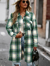 Load image into Gallery viewer, Double Take Plaid Button-Up Longline Jacket with Pockets
