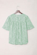 Load image into Gallery viewer, Floral Textured Ruffled Half Sleeve Babydoll Top
