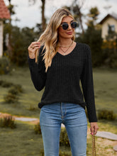 Load image into Gallery viewer, Ribbed V-Neck Long Sleeve Tee
