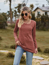 Load image into Gallery viewer, Ribbed Square Neck Long Sleeve Tee
